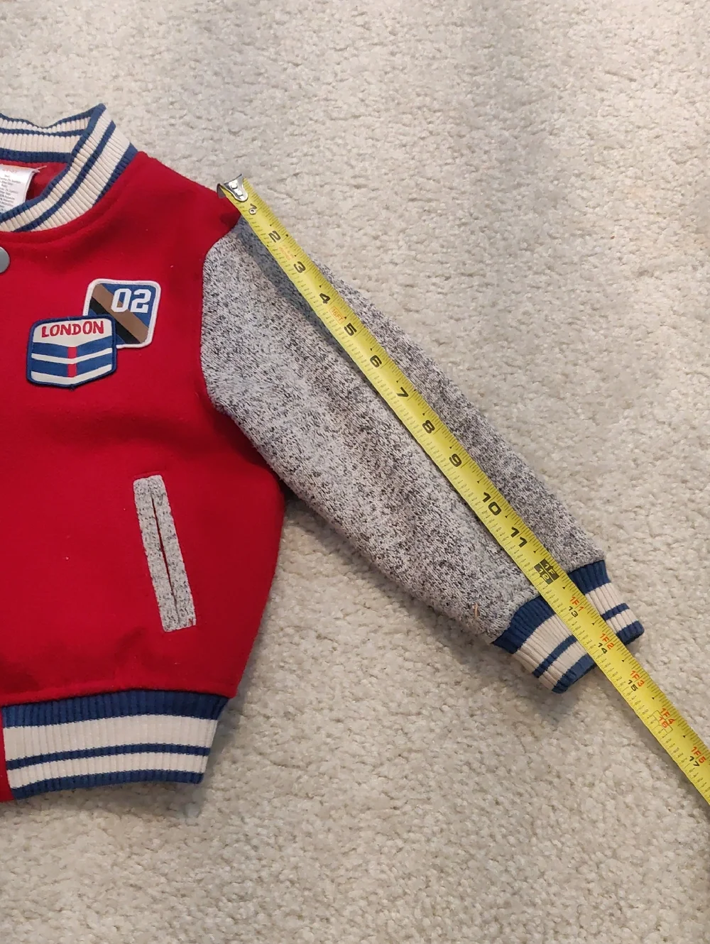 Gymboree Boys 2t-3t Bright Red Kids Varsity Jacket London Patch Y2K Cottagecore